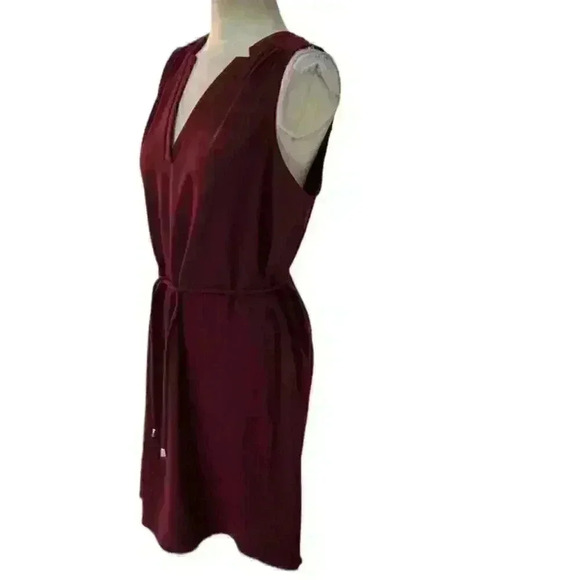 AMANDA UPRICHARD Merlot Colored Sleeveless V-Neck Popover Tie Waist Dress Size S - Picture 5 of 11